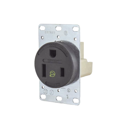 HUBBELL - Receptáculo Individual de 50 A 250 V /  2 Polos 3 Hilos/ Nema 6- 50 R / Color Negro/ Grado Industrial-Comercial.