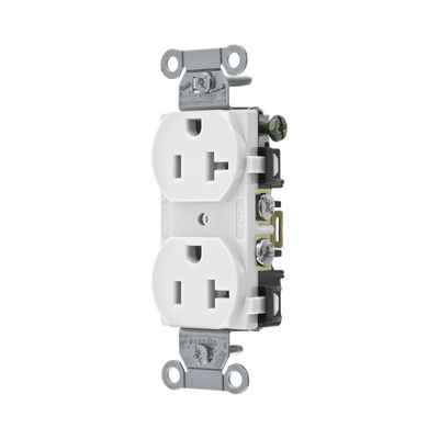 HUBBELL - Contacto Dúplex 20 A, 125 V,  2 Polos, 3 Hilos, Cableado Posterior y  Lateral, Color Blanco (Nema 5-20R).