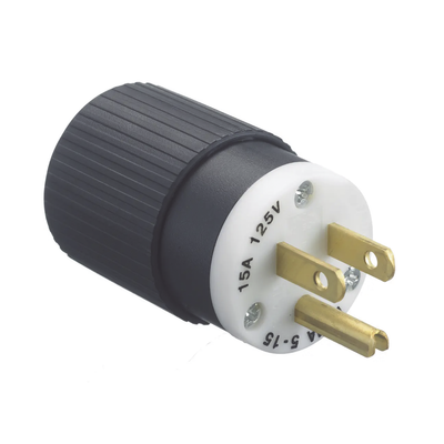 HUBBELL - Clavija Negra 15 A 125 V CA 2 Polos 3 Hilos (NEMA 5-15P).