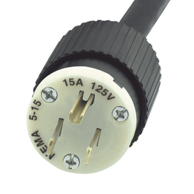 HUBBELL - Clavija Negra 15 A 125 V CA 2 Polos 3 Hilos (NEMA 5-15P).