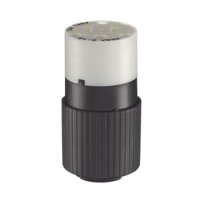 HUBBELL - Conector de 15 A 125 V CA/ 2 Polos 3 Hilos/ Grado Industrial/ Color  Blanco y Negro/ NEMA 5-15R.
