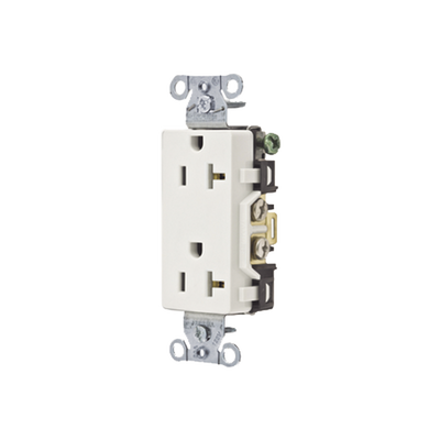 HUBBELL - Contacto Duplex Decorador 20 A 125V / 2 Polos 3 Hilos/ Nema 5-20 R / Color Blanco.