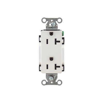 HUBBELL - Contacto Duplex Decorador 20 A 125V / 2 Polos 3 Hilos/ Nema 5-20 R / Color Blanco.
