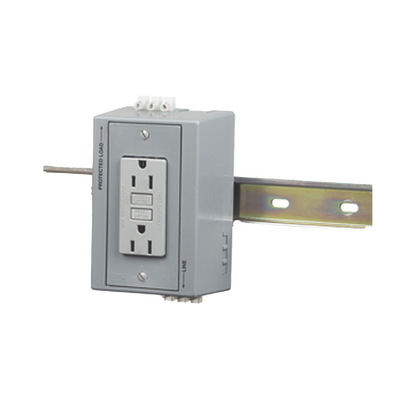 HUBBELL - Caja Utilitaria para Montaje en Riel Din con Contacto Duplex de 15 A 125 V / Nema 5-15R / Gris.