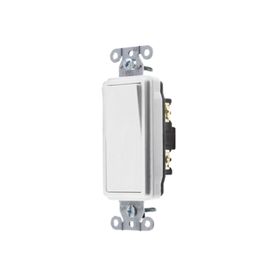 HUBBELL - Interruptor Decorador de 20 A 120-277 V CA/ Unipolar / Cableado Lateral y Posterior / Color Blanco.