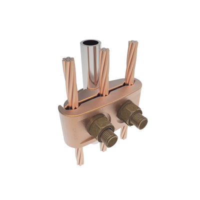 HUBBELL BURNDY - Conector Mecánico para 3 Cables para Calibre  4 AWG  - 2/0 AWG  a Tubería de 3/8" o Varilla 5/8" - 3/4" Perno 3/8".
