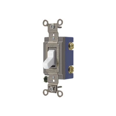 HUBBELL - Interruptor de Palanca 15 A 120-277 V CA/ Unipolar / Grado Industrial/ Uso Extra Pesado / Cableado Lateral y Posterior / Color Blanco.