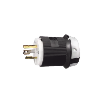 HUBBELL - Clavija Industrial con Bloqueo de Media Vuelta / 20 A 125 V CA / 2 Polos 3 Hilos / Color Blanco y Negro / Nema L5-20P.