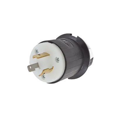 HUBBELL - Clavija Industrial con Bloqueo de Media Vuelta / 20 A 125 V CA / 2 Polos 3 Hilos / Color Blanco y Negro / Nema L5-20P.