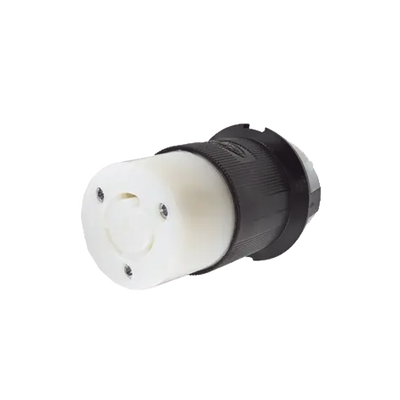 HUBBELL - Conector Industrial con Bloqueo de Media Vuelta / 20 A 125 V CA / 2 Polos 3 Hilos / Nema L5-20R / Color Blanco y Negro.