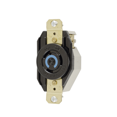 HUBBELL - Receptáculo de Media Vuelta Industrial para Empotrar/ 20A  250V/ 2 Polos 3 Hilos/ NEMA L6-20R / Color Negro.