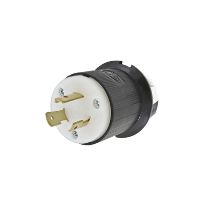 HUBBELL - Clavija Industrial con Bloqueo de Media Vuelta / 20 A 250 V CA / 2 Polos 3 Hilos / Color Blanco y Negro / Nema L6-20P.
