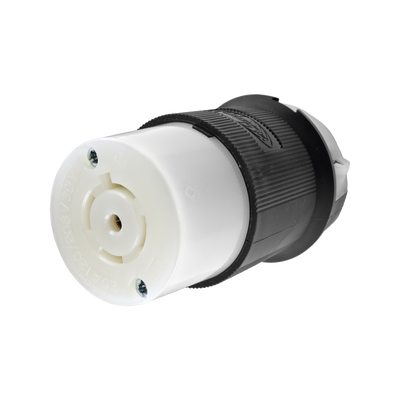HUBBELL - Conector Industrial con Bloqueo de Media Vuelta / 20 A 120/208 V CA / 4 Polos 5 Hilos / Color Blanco y Negro / Nema L21-20R/ Grado Industrial.
