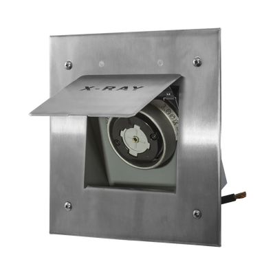HUBBELL - Receptáculo Móvil de Rayos X / 50 A 250 V CA/ 2 Polos 3 Hilos / Placa de Acero Inoxidable.