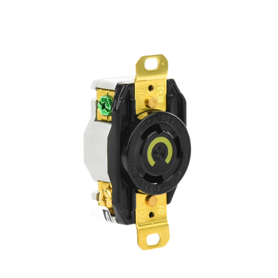 HUBBELL - Receptáculo de Media Vuelta Industrial 30 A 125 V CA 2 Polos 3 Hilos (Nema L5-30R) Color Negro