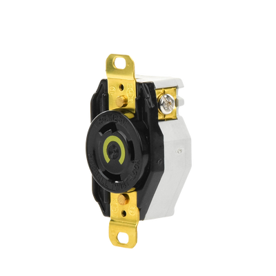 HUBBELL - Receptáculo de Media Vuelta Industrial 30 A 125 V CA 2 Polos 3 Hilos (Nema L5-30R) Color Negro