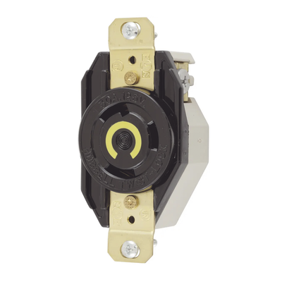 HUBBELL - Receptáculo de Media Vuelta Industrial 30 A 125 V CA 2 Polos 3 Hilos (Nema L5-30R) Color Negro