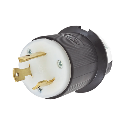 HUBBELL - Clavija Industrial con Bloqueo de Media Vuelta / 30 A 125 V CA / 2 Polos 3 Hilos / Color Blanco y Negro / Nema L5-30P.