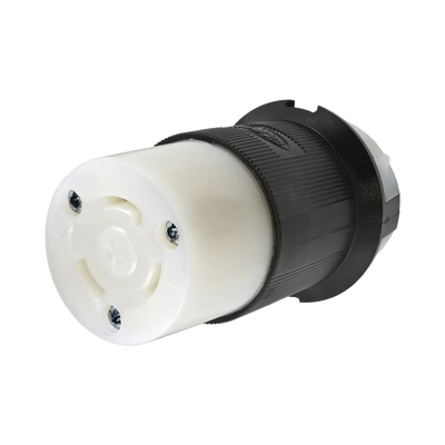 HUBBELL - Conector Industrial con Bloqueo de Media Vuelta / 30 A 125 V CA / 2 Polos 3 Hilos / Color Blanco y Negro / Nema L5-30R.