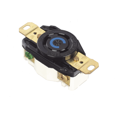 HUBBELL - Receptáculo de Media Vuelta Industrial 30 A 250 V CA 2 Polos 3 Hilos (Nema L6-30R) Color Negro.