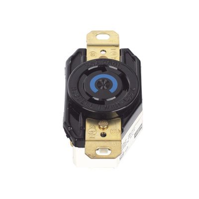 HUBBELL - Receptáculo de Media Vuelta Industrial 30 A 250 V CA 2 Polos 3 Hilos (Nema L6-30R) Color Negro.