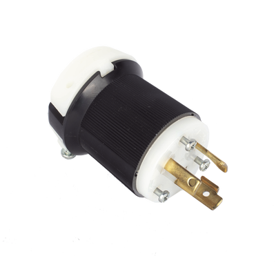 HUBBELL - Clavija Industrial con Bloqueo de Media Vuelta / 30 A 250 V CA / 2 Polos 3 Hilos / Color Blanco y Negro / Nema L6-30P.