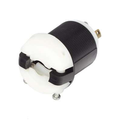 HUBBELL - Clavija Industrial con Bloqueo de Media Vuelta / 30 A 250 V CA / 2 Polos 3 Hilos / Color Blanco y Negro / Nema L6-30P.