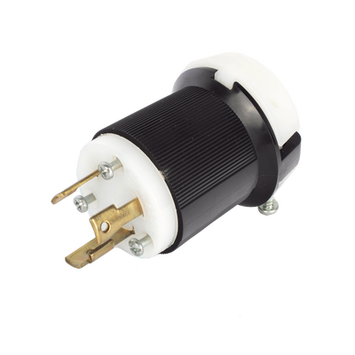 HUBBELL - Clavija Industrial con Bloqueo de Media Vuelta / 30 A 250 V CA / 2 Polos 3 Hilos / Color Blanco y Negro / Nema L6-30P.