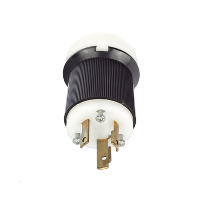 HUBBELL - Clavija Industrial con Bloqueo de Media Vuelta / 30 A 250 V CA / 2 Polos 3 Hilos / Color Blanco y Negro / Nema L6-30P.