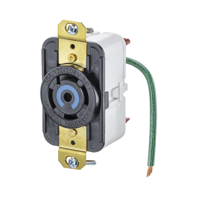 HUBBELL - Receptáculo de Media Vuelta Industrial 30 A 120/208 V CA/ Nema L21-30R /Color Negro