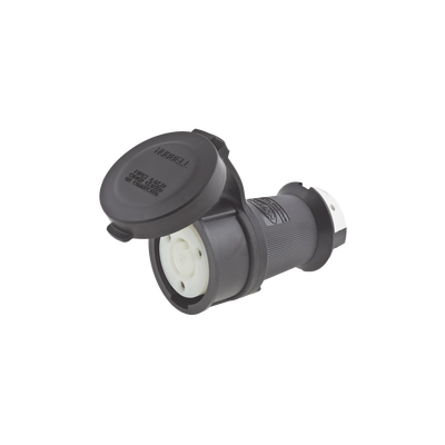 HUBBELL - Conector Industrial con Bloqueo de Media Vuelta / 30 A 120/208 V CA / Nema L21-30R / 4 Polos 5 Hilos / Color Blanco y Negro / Grado Industrial