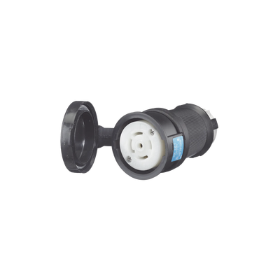 HUBBELL - Conector Industrial con Bloqueo de Media Vuelta / 30 A 120/208 V CA / Nema L21-30R / 4 Polos 5 Hilos / Color Blanco y Negro / Grado Industrial
