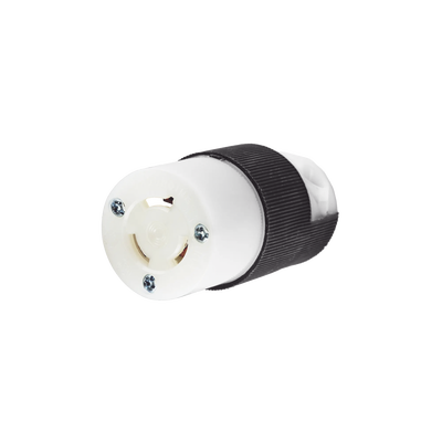 HUBBELL - Conector Industrial con Bloqueo de Media Vuelta / 15 A 250 V CA / 2 Polos 3 Hilos / Nema L6-15R / Color Blanco y Negro.