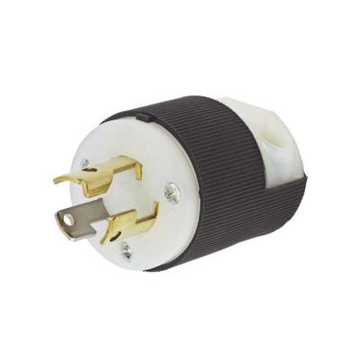 HUBBELL - Clavija Industrial con Bloqueo de Media Vuelta / 15 A 125 V CA / 2 Polos 3 Hilos / Color Blanco y Negro / Nema L5-15P.