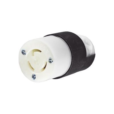 HUBBELL - Conector Industrial con Bloqueo de Media Vuelta / 15 A 125 V CA / 2 Polos 3 Hilos / Color Blanco y Negro / Nema L5-15R.