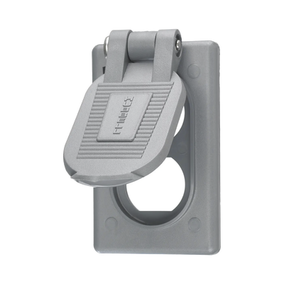 HUBBELL - Tapa Resistente a Intemperie para Contacto Dúplex de  Policarbonato Color Gris.