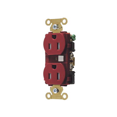 HUBBELL - Contacto Duplex 15 A 125 V / A Prueba de Manipulaciones / Nema 5-15R / Color Rojo.