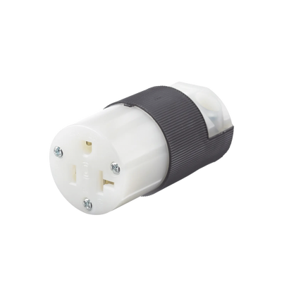 HUBBELL - Conector Entrada Recta/ 20 A 125V/ 2 Polos 3 Hilos/ Nema 5-20 R/ Grado Industrial- Comercial / Color Negro-Blanco.
