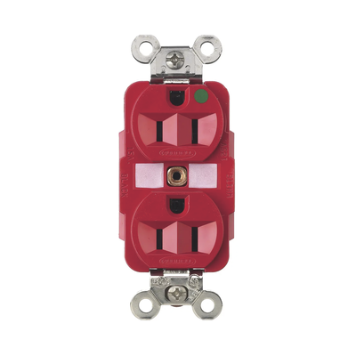 HUBBELL - Contacto Dúplex 15 A, 125 V, 2 polos, 3 Hilos, Color Rojo (Nema 5-15R), Grado Hospital.