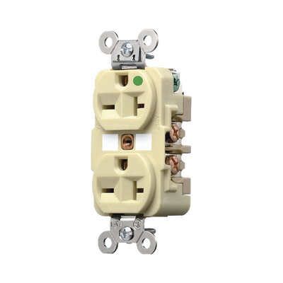 HUBBELL - Contacto Duplex  de 20 A 250 V CA/ Nema 6-20R / Grado Hospitalario / Color Marfil.