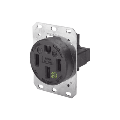 HUBBELL - Receptáculo Recto de 50 A 125/250 V CA 3 Polos 4 Hilos (Nema 14-50R).