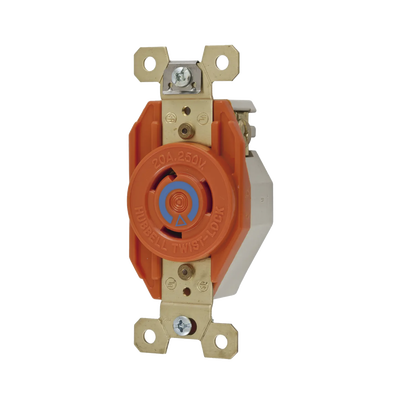 HUBBELL - Receptáculo Sencillo de Media Vuelta / 20 A 250 V CA / 2 Polos 3 Hilos / Nema L6-20R