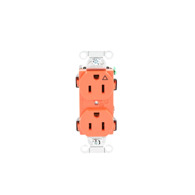 HUBBELL - Contacto Dúplex Conexión a Tierra Aislada/ 15A 125V/ 2 polos 3 Hilos/ Nema 5-15R /Grado Comercial/ Color Naranja.
