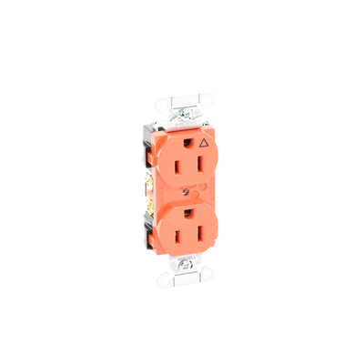 HUBBELL - Contacto Dúplex Conexión a Tierra Aislada/ 15A 125V/ 2 polos 3 Hilos/ Nema 5-15R /Grado Comercial/ Color Naranja.