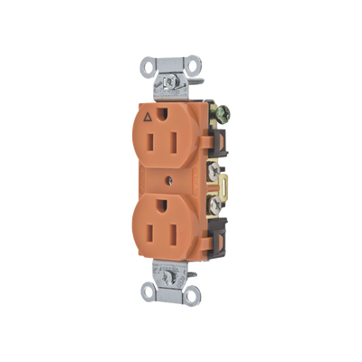 HUBBELL - Contacto Dúplex Conexión a Tierra Aislada/ 15A 125V/ 2 polos 3 Hilos/ Nema 5-15R /Grado Comercial/ Color Naranja.