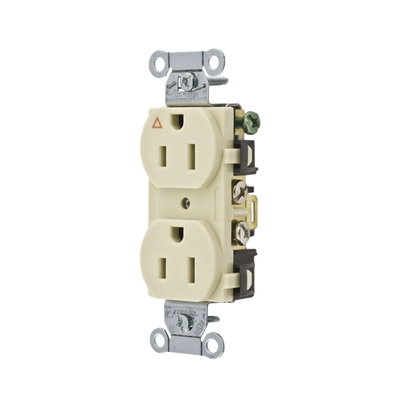 HUBBELL - Contacto Dúplex Conexión a Tierra Aislada/ 15 A 125 V/ 2 Polos 3 Hilos/ Color Marfil/ Nema 5-15R/ Grado Comercial.