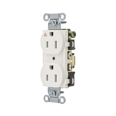 HUBBELL - Contacto Dúplex Conexión a Tierra Aislada/ 15 A 125 V/ 2 Polos 3 Hilos/ Color Blanco/ Nema 5-15R/ Grado Comercial.