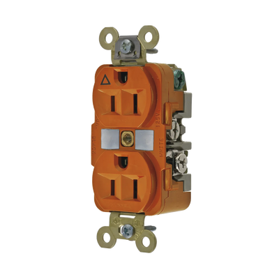 HUBBELL - Contacto Dúplex Conexión a Tierra Aislada 15A 125V/ 2 Polos 3 Hilos/ Color Naranja/ Nema 5-15R/ Grado Industrial.