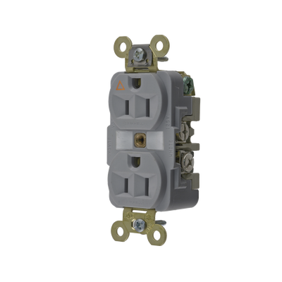 HUBBELL - Contacto Dúplex Conexión a Tierra Aislada 15A 125V/ 2 Polos 3 Hilos/ Color Gris/ Nema 5-15R/ Grado Industrial.