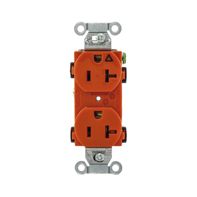 HUBBELL - Contacto Dúplex Conexión a Tierra Aislada/ 20 A 125 V/ 2 polos 3 Hilos/ Color naranja/ Nema 5- 20R/ Grado Comercial.